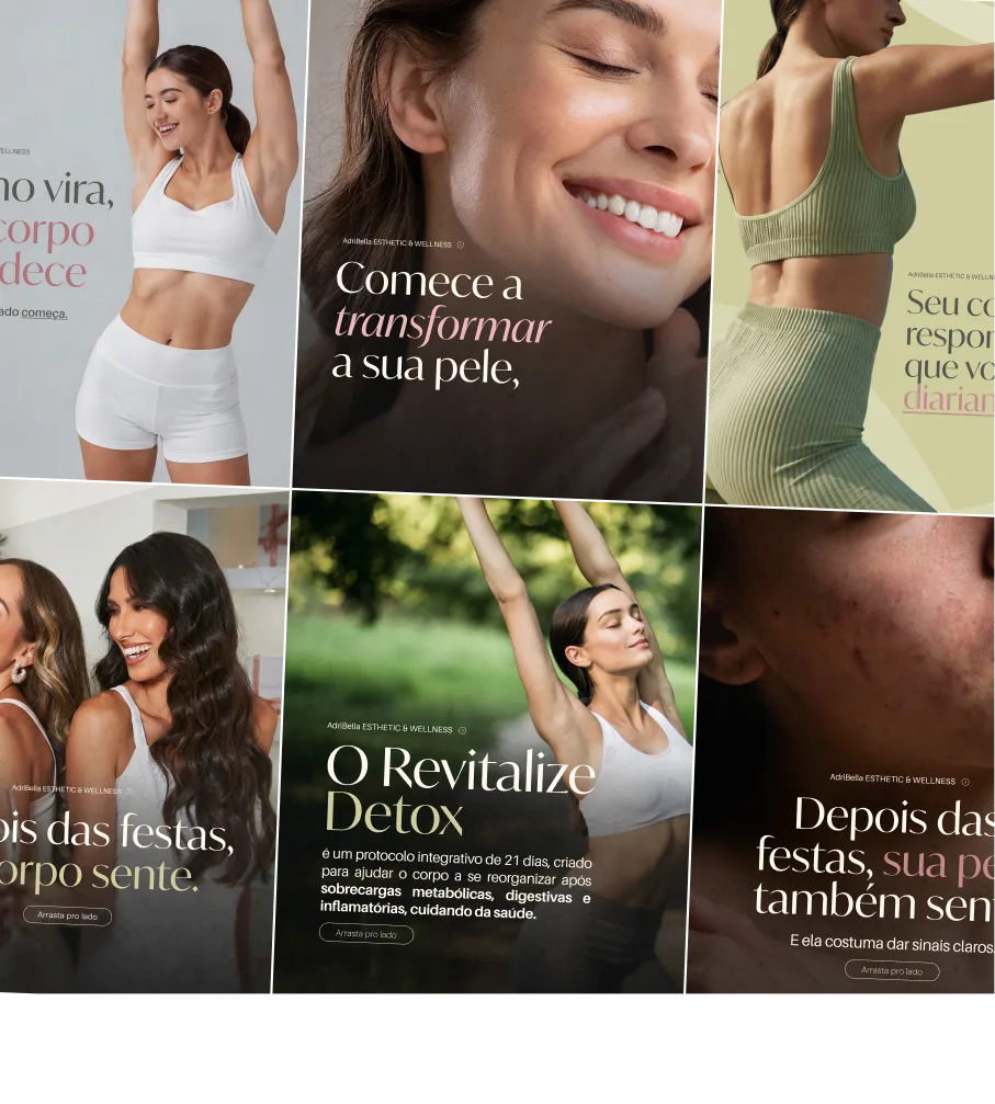 Seleção de peças de comunicação para AdriBella